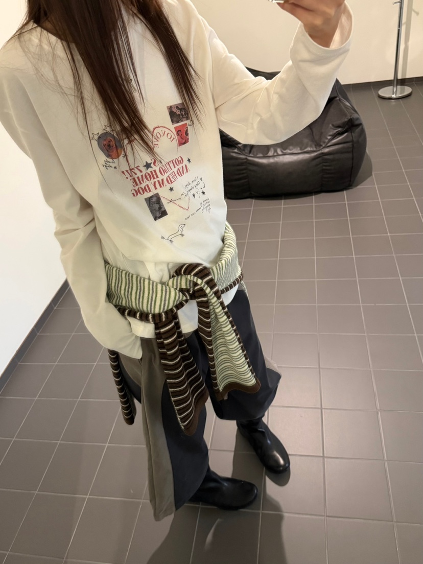 MINIMUZE東大門代購26秋季圓領長袖印花T恤長袖T恤印花圓領MINIMUZE長袖T恤