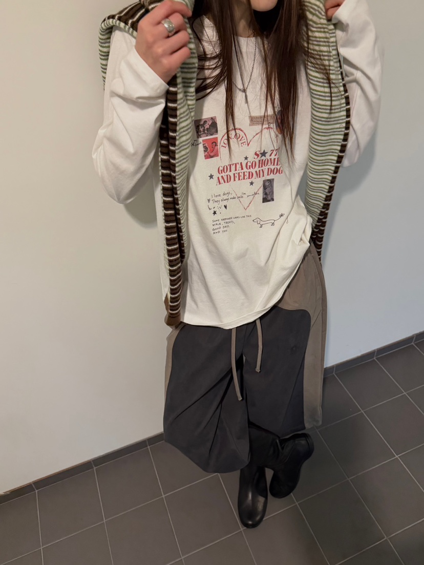 MINIMUZE東大門代購26秋季圓領長袖印花T恤長袖T恤印花圓領MINIMUZE長袖T恤