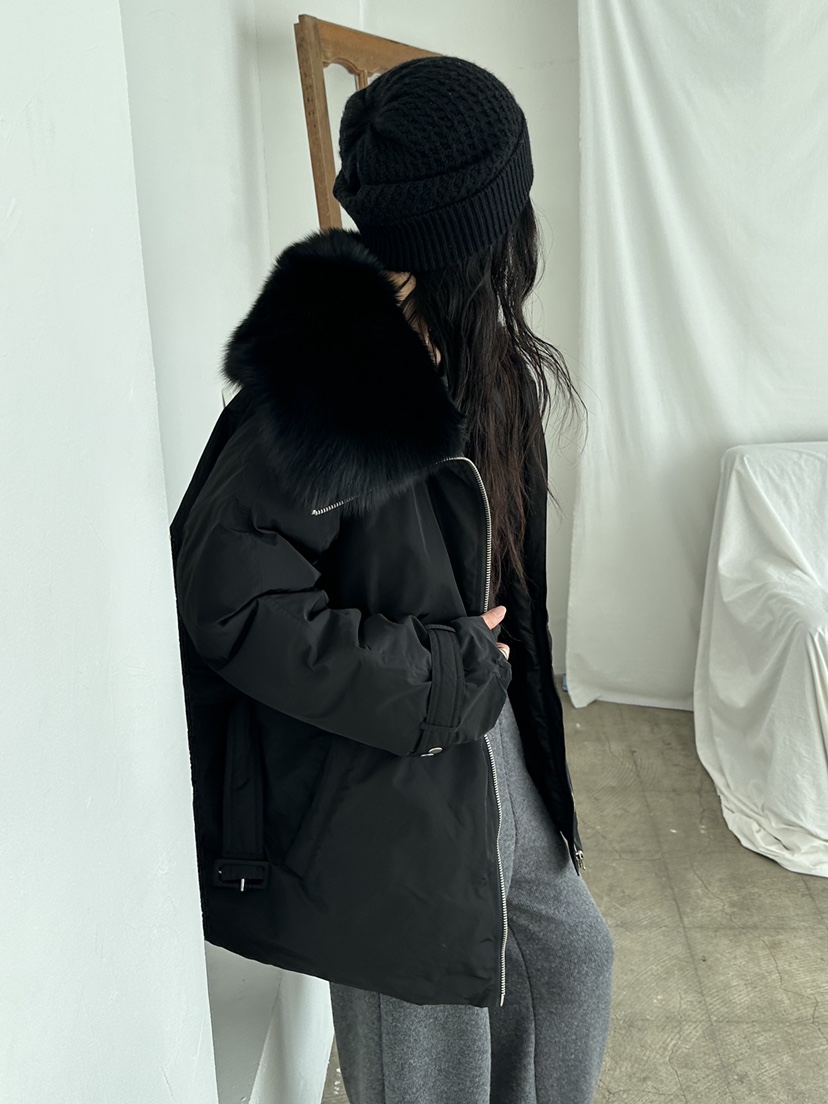 LE VASE東大門代購26秋季毛領腰帶短棉服短款棉服可調節羽絨服LE VASE短款棉服