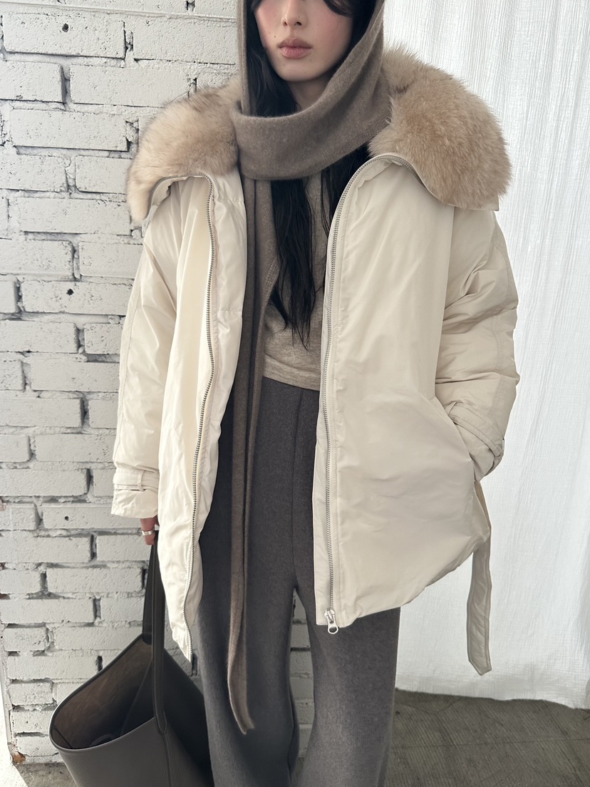 LE VASE東大門代購26秋季毛領腰帶短棉服短款棉服可調節羽絨服LE VASE短款棉服圖色2