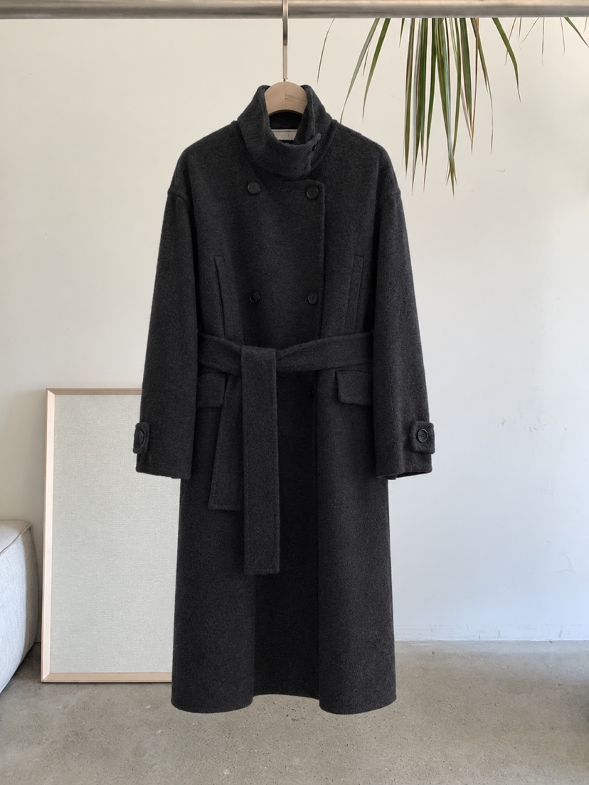 DARAK韓國直郵26秋季立領系帶大衣中長款大衣手工制品含腰帶系DARAK中長款大衣圖色2