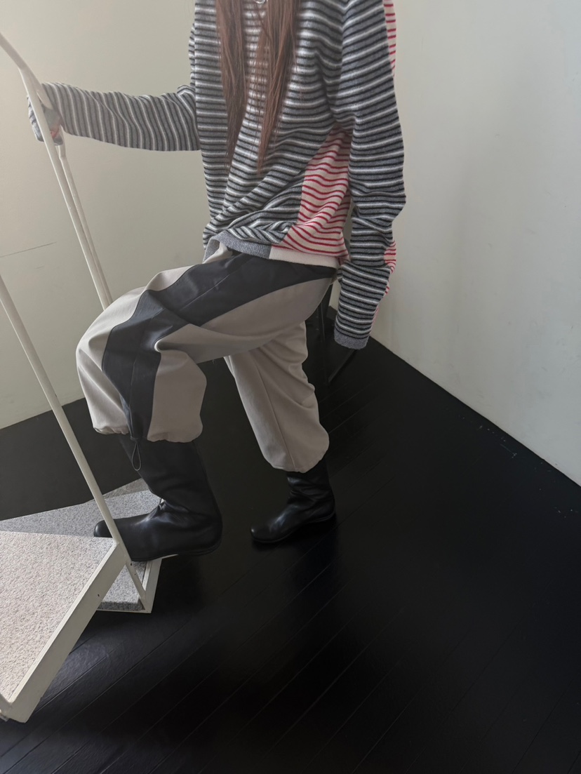 MINIMUZE韓國直郵26秋季撞色拼接七分闊腿短褲緊身褲抽繩撞色MINIMUZE短褲