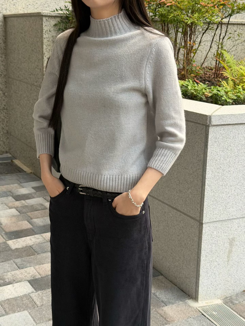 ARKIE/TAF韓國直郵26秋季半高領針織衫粗花呢高領羅紋ARKIE/TAF針織衫