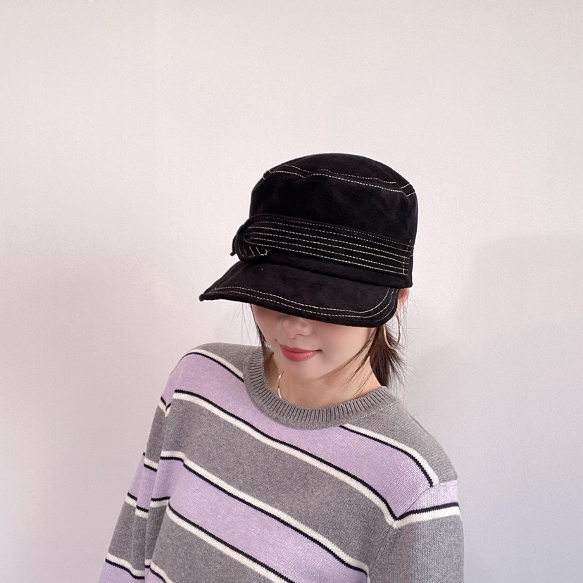 LOVELY HAT東大門實拍26秋冬絨面蝴蝶結裝飾漁夫帽帽子蝴蝶結LOVELY HAT帽子