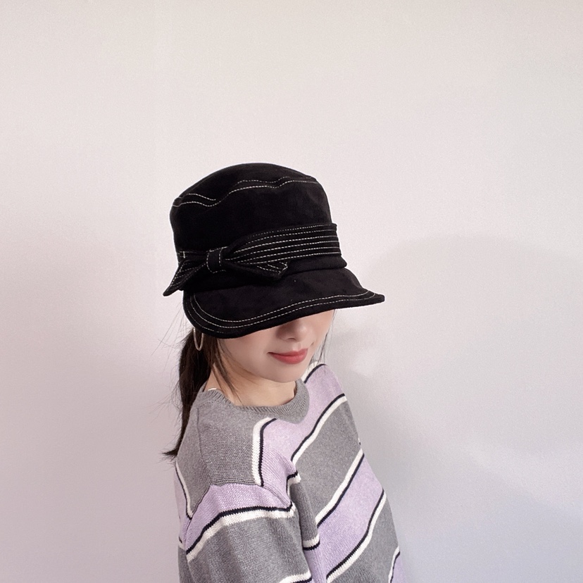 LOVELY HAT東大門實拍26秋冬絨面蝴蝶結裝飾漁夫帽帽子蝴蝶結LOVELY HAT帽子圖色2