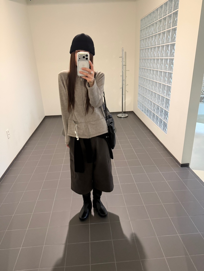 MINIMUZE東大門代購26秋季立領拉鏈針織衛衣拉鏈開合口袋立領MINIMUZE衛衣