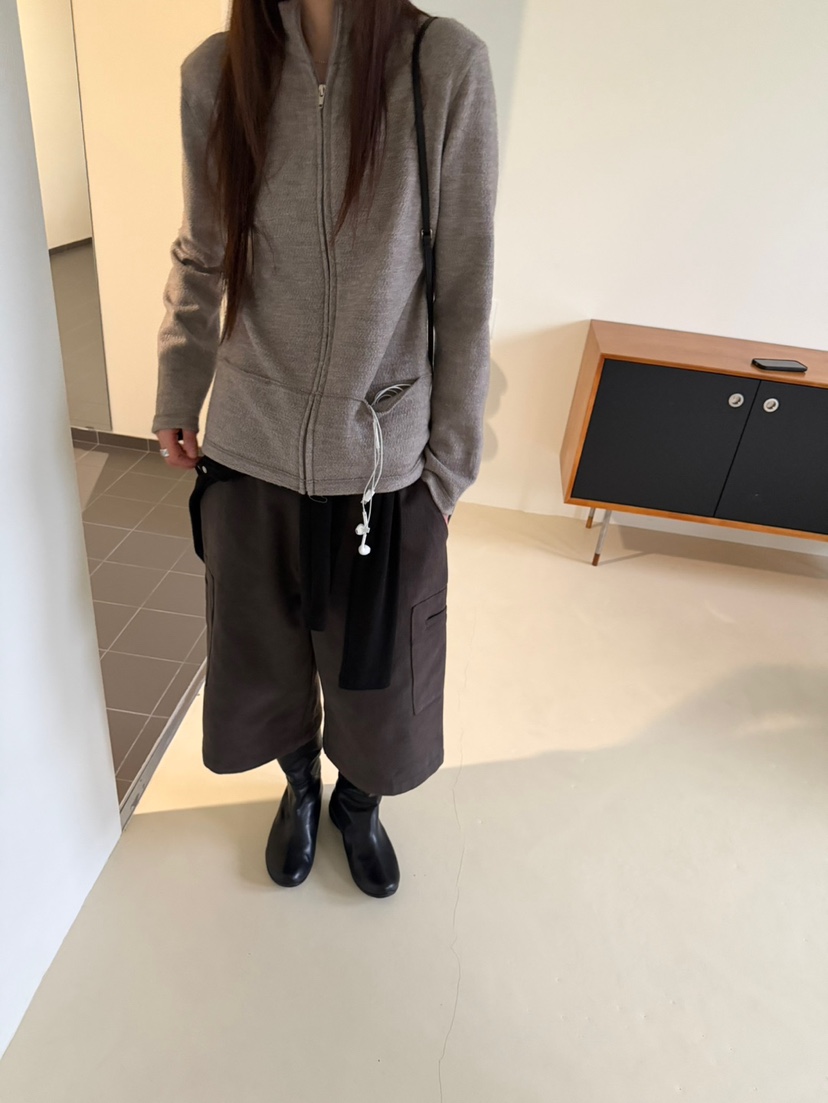 MINIMUZE東大門代購26秋季立領拉鏈針織衛衣拉鏈開合口袋立領MINIMUZE衛衣
