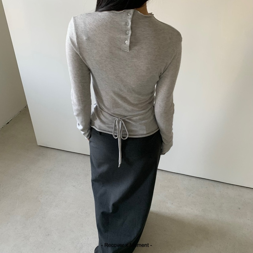MOMENT/RECOVER東大門實拍26秋冬修身系帶長袖T恤主圖為背面圖MOMENT/RECOVER長袖T恤圖色1