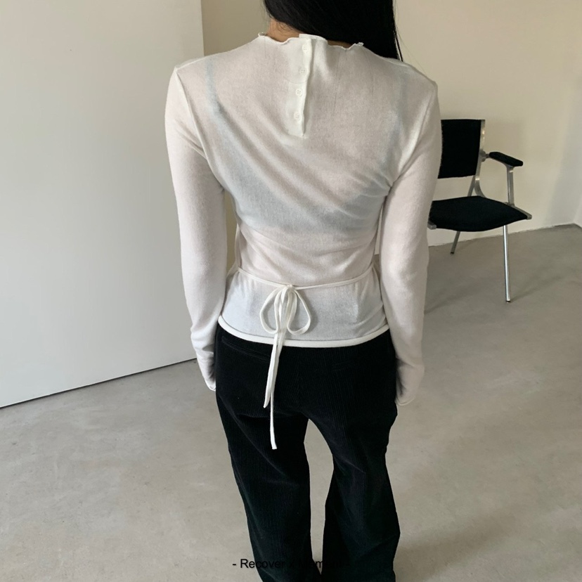 MOMENT/RECOVER東大門實拍26秋冬修身系帶長袖T恤主圖為背面圖MOMENT/RECOVER長袖T恤圖色2
