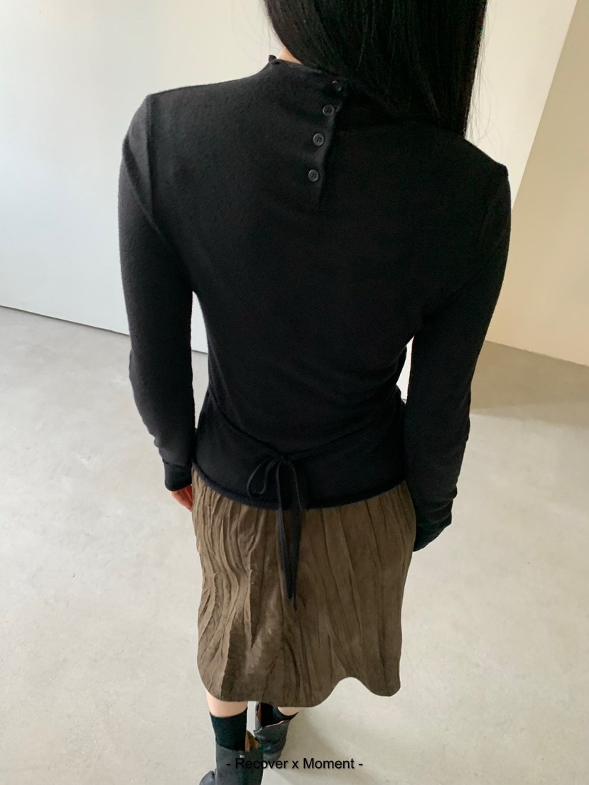 MOMENT/RECOVER東大門實拍26秋冬修身系帶長袖T恤主圖為背面圖MOMENT/RECOVER長袖T恤圖色3