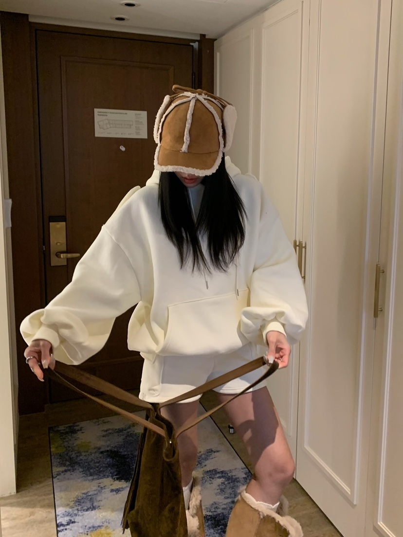 BADCALM韓國代購26秋冬高腰工裝麂皮絨短褲口袋高腰BADCALM短褲