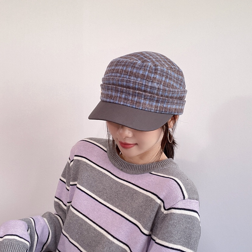 LOVELY HAT東大門直郵26秋季復古格紋硬頂鴨嘴帽帽子格紋LOVELY HAT帽子