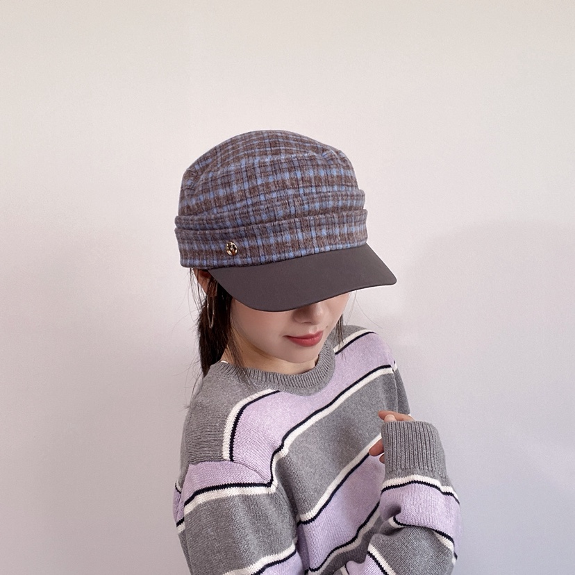 LOVELY HAT東大門直郵26秋季復古格紋硬頂鴨嘴帽帽子格紋LOVELY HAT帽子