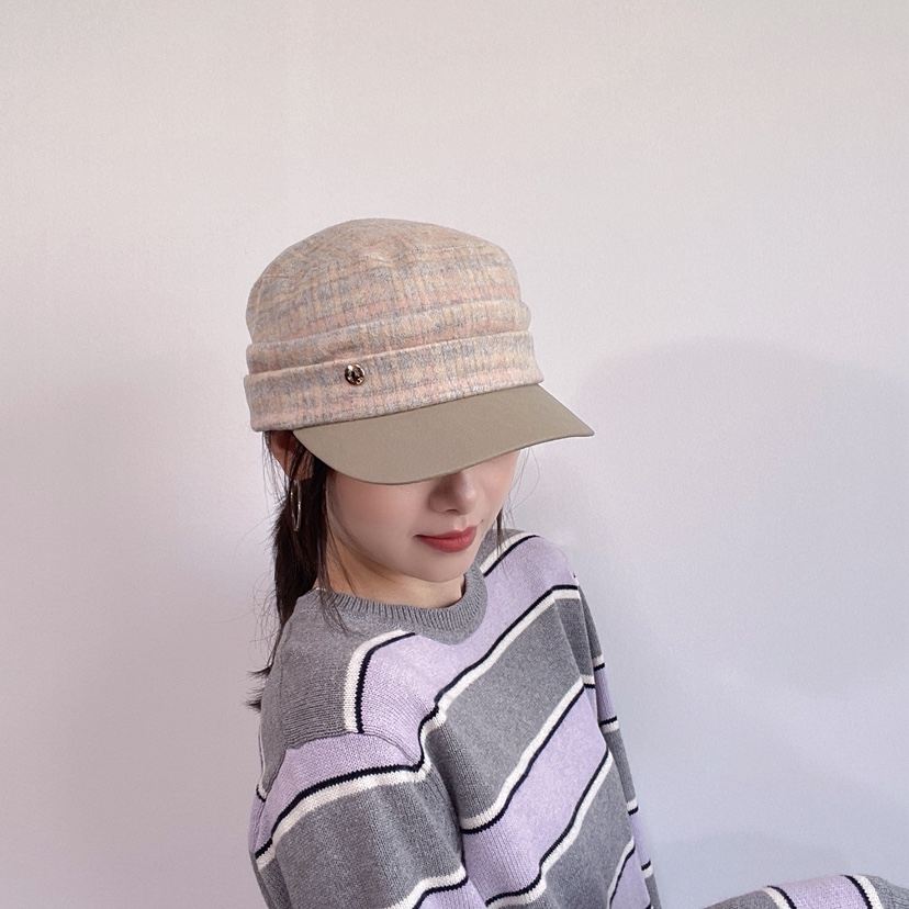 LOVELY HAT東大門直郵26秋季復古格紋硬頂鴨嘴帽帽子格紋LOVELY HAT帽子