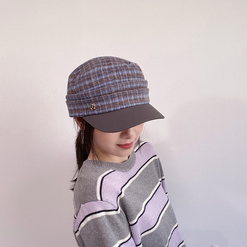 LOVELY HAT東大門直郵26秋季復古格紋硬頂鴨嘴帽帽子格紋LOVELY HAT帽子圖色1