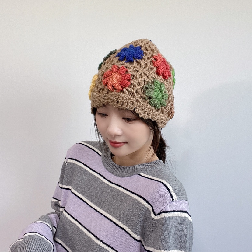 LOVELY HAT韓國直郵26秋季復古鉤花針織帽帽子花朵LOVELY HAT帽子圖色2