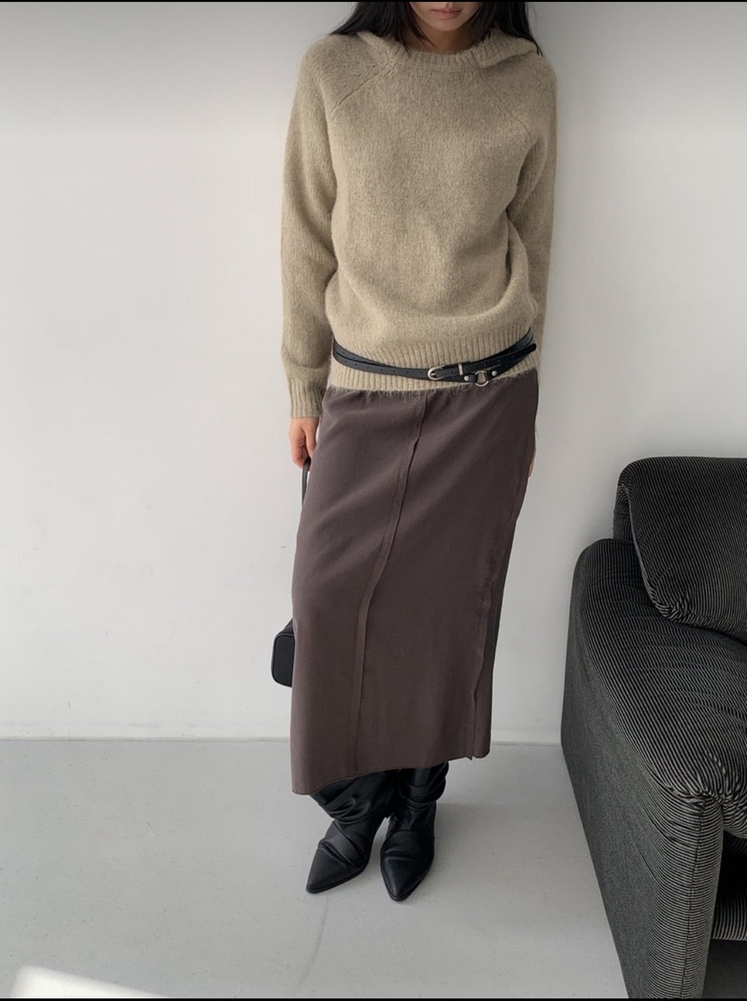 ARTE STUDIO韓國直郵26秋季松緊腰中長半身裙長裙側邊開叉ARTE STUDIO長裙
