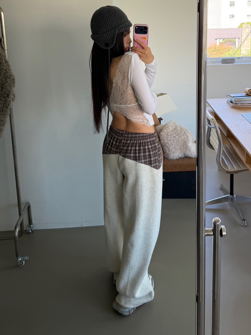 LOVE PULL韓國直郵26秋冬短款U領長袖T恤短款露臍LOVE PULL長袖T恤