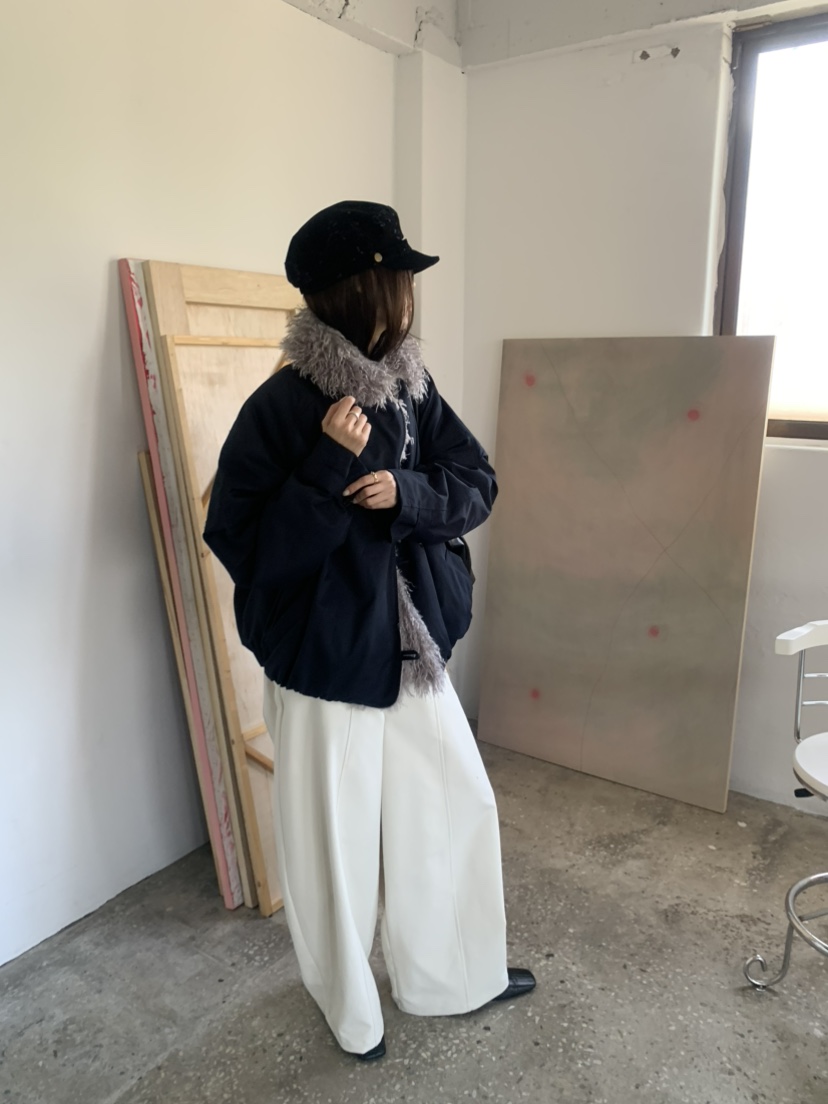 LE AVE韓國代購26秋冬高腰明線闊腿休閑褲高腰LE AVE休閑褲