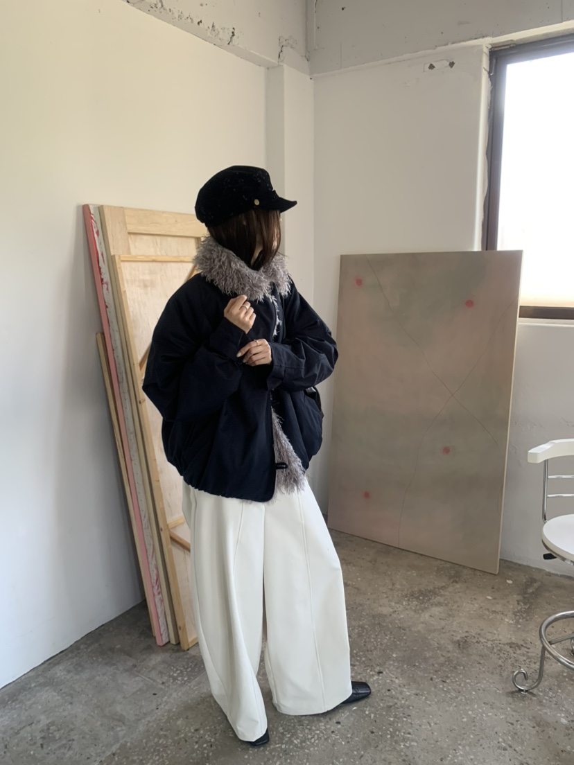 LE AVE韓國代購26秋冬高腰明線闊腿休閑褲高腰LE AVE休閑褲