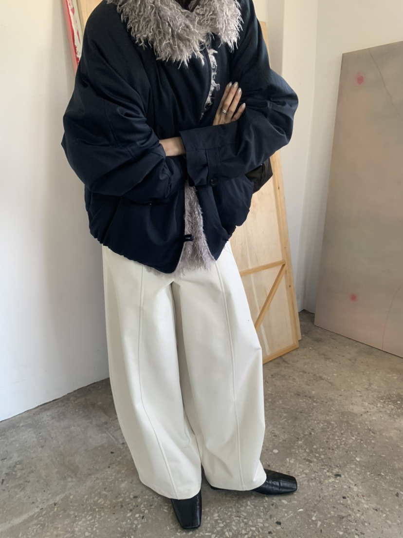 LE AVE韓國代購26秋冬高腰明線闊腿休閑褲高腰LE AVE休閑褲