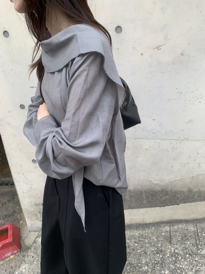 LE AVE東大門實拍26秋冬垂領長袖通勤襯衫蕾絲衫紐扣LE AVE襯衫/蕾絲衫