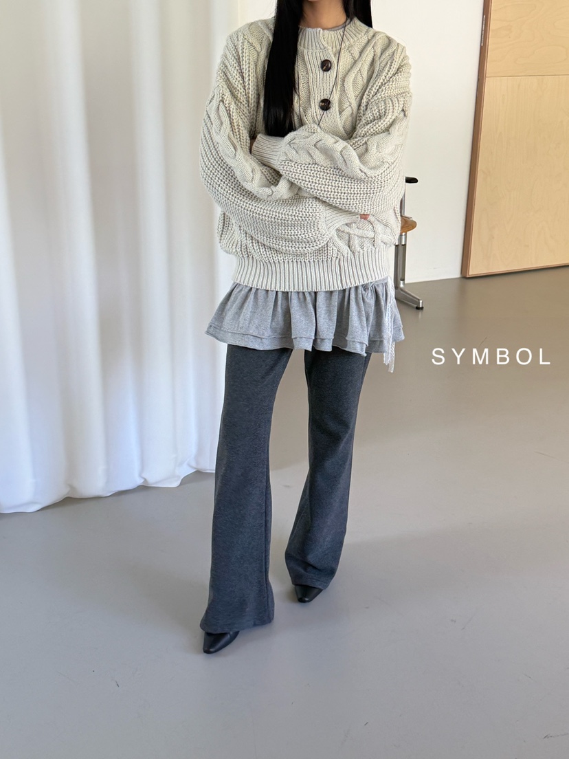 SYMBOL韓國直郵26秋冬加絨微喇休閑褲喇叭褲加絨抽繩SYMBOL休閑褲