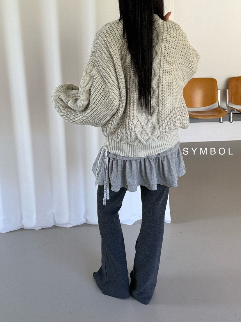 SYMBOL韓國直郵26秋冬加絨微喇休閑褲喇叭褲加絨抽繩SYMBOL休閑褲