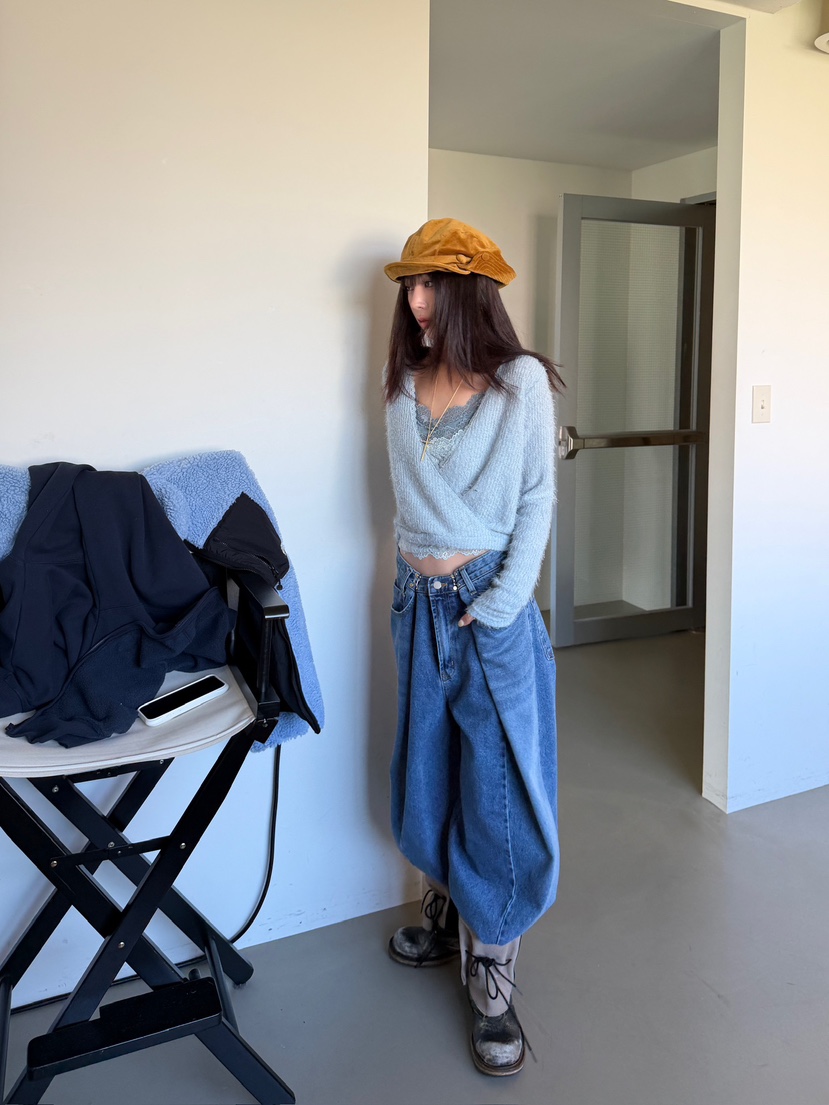 LOVE PULL東大門代購26秋冬蕾絲短款吊帶背心V領蕾絲LOVE PULL吊帶/背心