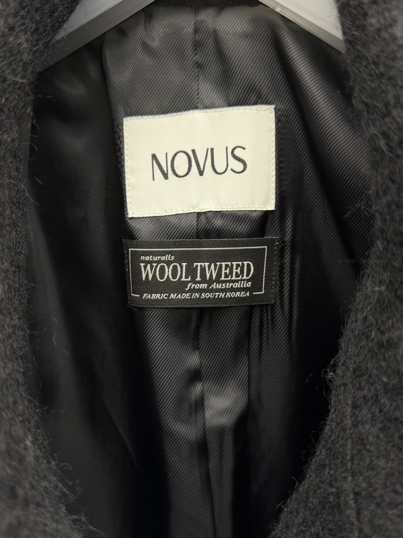 NOVUS東大門實拍26秋季立領收腰短呢大衣短款大衣含腰帶單排扣NOVUS短款大衣