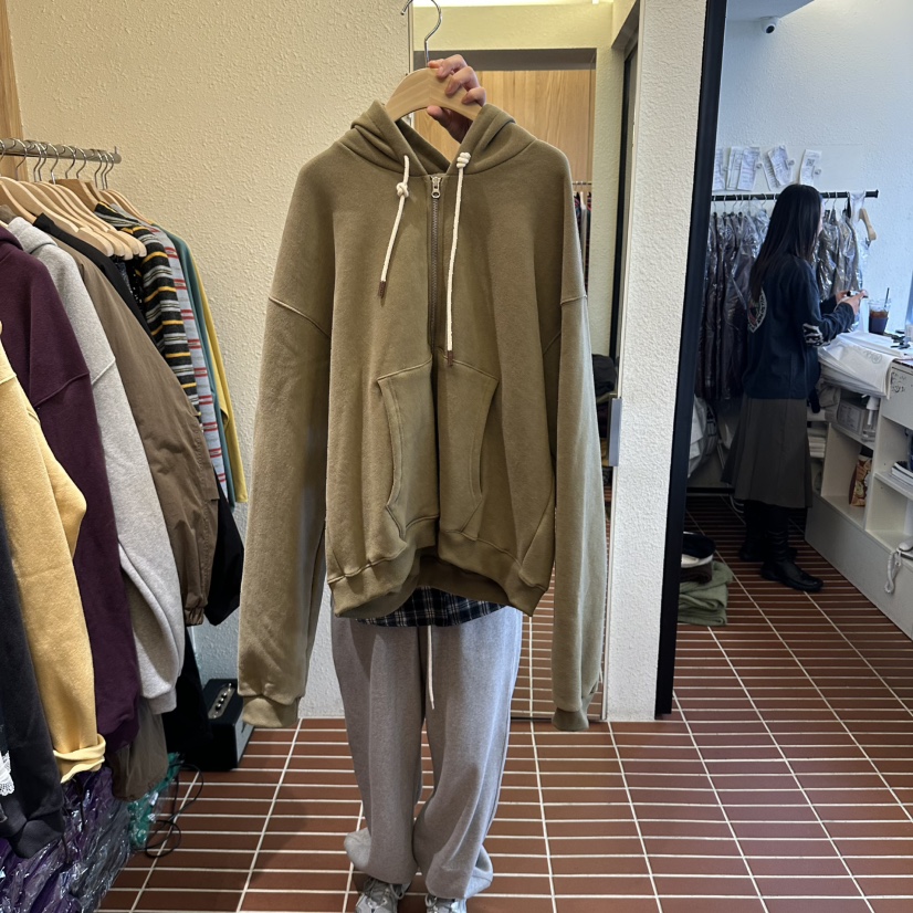 CHOI東大門代購26秋季加絨連帽衛衣拉鏈連帽衫連帽衫加絨口袋CHOI衛衣圖色2