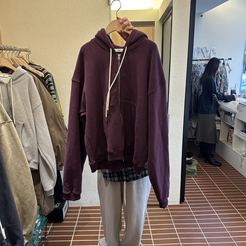 CHOI東大門代購26秋季加絨連帽衛衣拉鏈連帽衫連帽衫加絨口袋CHOI衛衣圖色3