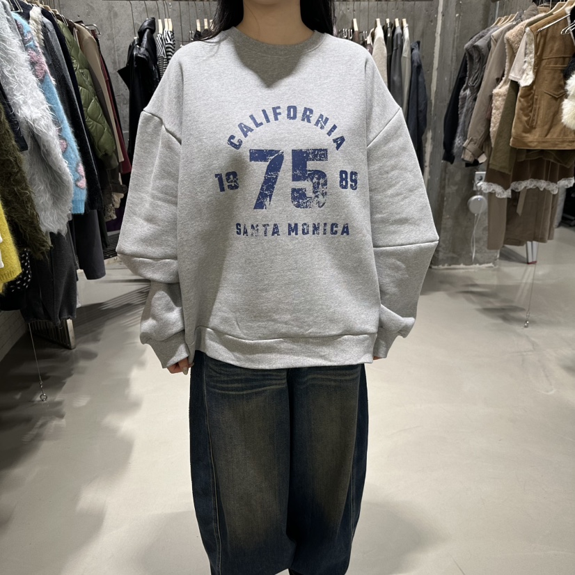 my juni東大門實拍26秋季圓領加絨字母印花衛衣加絨落肩my juni衛衣圖色2