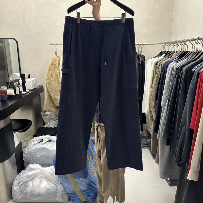 MARINER韓國直郵26秋季抽繩工裝休閑褲口袋工裝抽繩直筒寬松MARINER休閑褲圖色3藍色