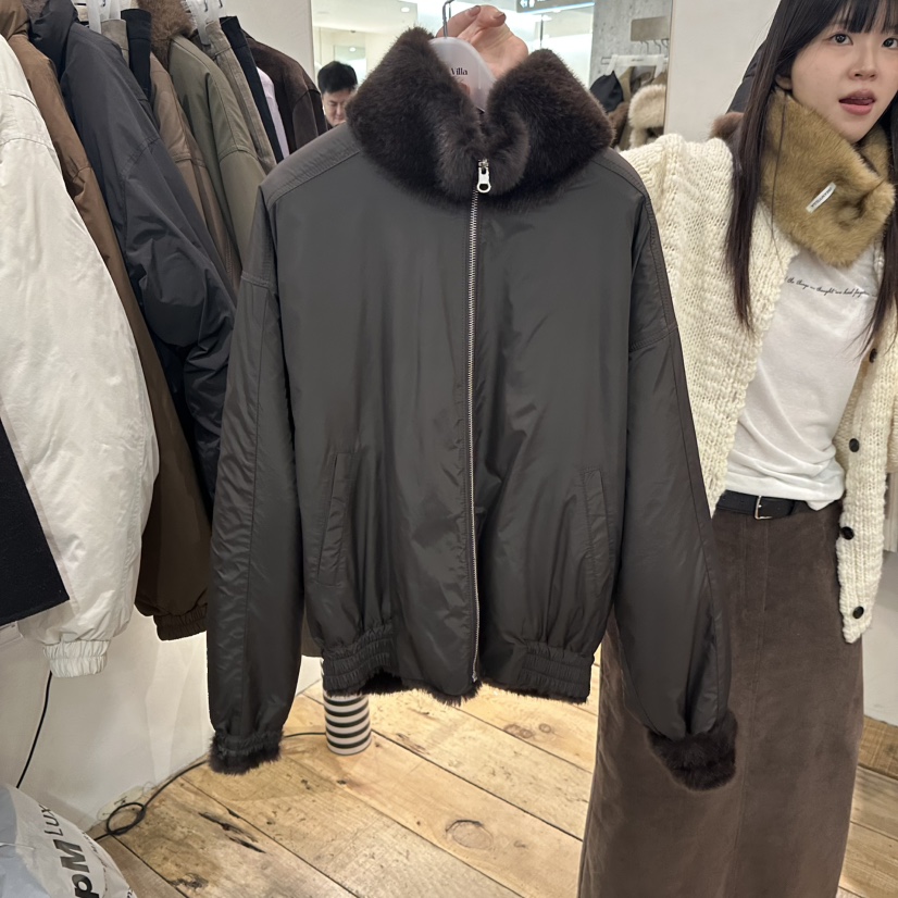 CREAM VILLA韓國直郵26秋季毛絨領短款保暖夾克毛絨貂皮翻領寬CREAM VILLA夾克圖色2