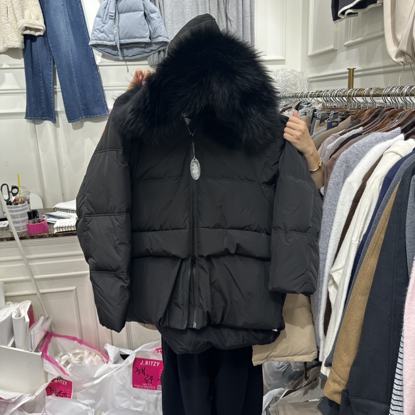 J.RITZY東大門直郵26秋季短款毛領羽絨服短款羽絨服拉鏈開合羽J.RITZY短款羽絨服圖色3