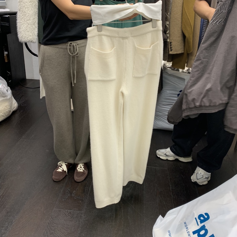 MILUI韓國直郵26秋季直筒針織休閑褲口袋抽繩直筒MILUI休閑褲