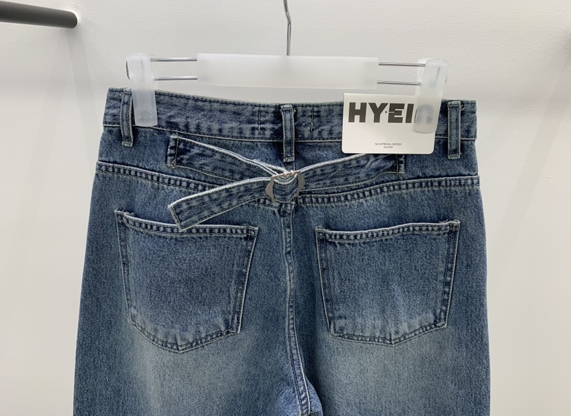 HYEIN韓國直郵26秋季高腰闊腿水洗牛仔褲闊腿褲口袋高腰HYEIN牛仔褲