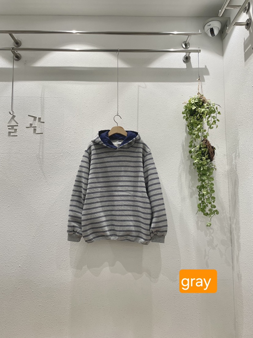 GALLERY東大門實拍26秋冬加絨條紋連帽衛衣連帽衫抓絨條紋燈籠GALLERY衛衣圖色3