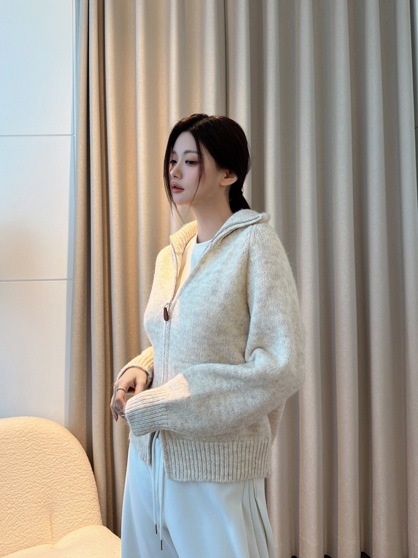 CLOTH東大門代購26秋冬立領針織開衫拉鏈連帽衫拉鏈開合針織拉CLOTH開衫