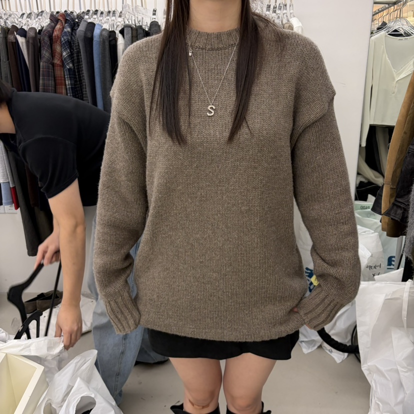 PADO韓國直郵26秋季寬松落肩粗線針織毛衣落肩寬松羅紋PADO毛衣圖色3