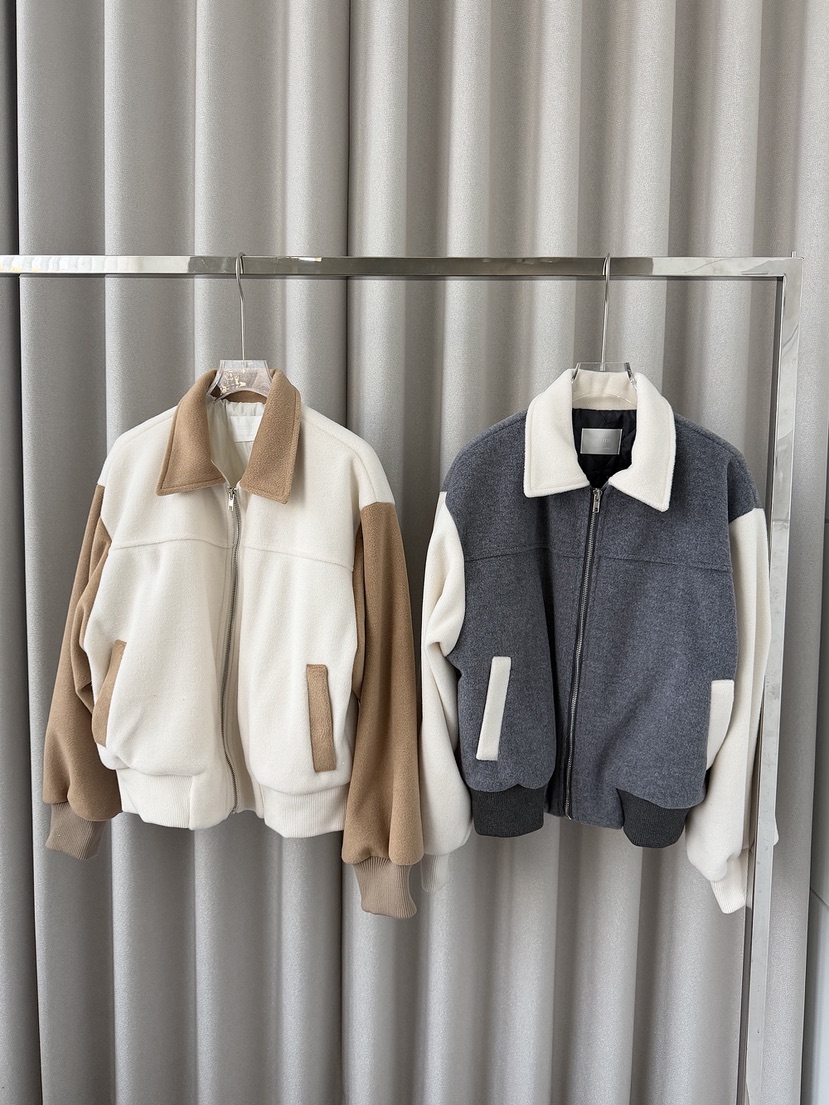 CLOTH東大門代購26秋季撞色短款連帽夾克抽繩落肩撞色寬松絎縫CLOTH夾克