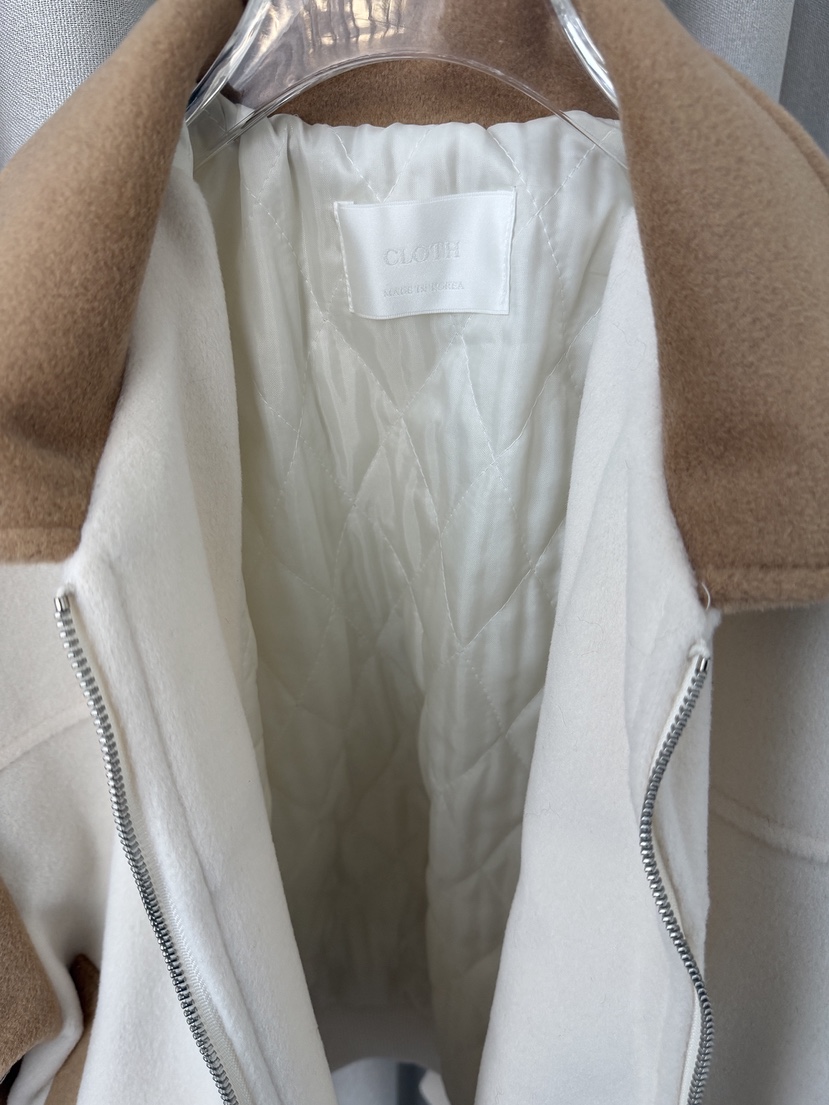 CLOTH東大門代購26秋季撞色短款連帽夾克抽繩落肩撞色寬松絎縫CLOTH夾克
