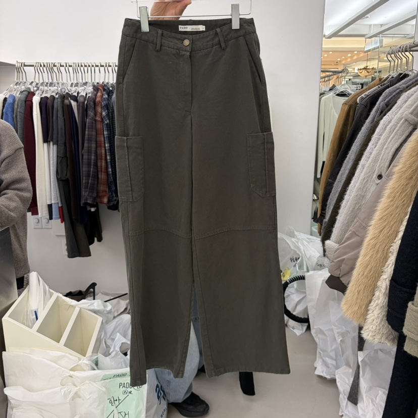 PADO東大門直郵26秋冬直筒工裝休閑褲 桃皮質感拉鏈開合口袋工PADO休閑褲圖色2