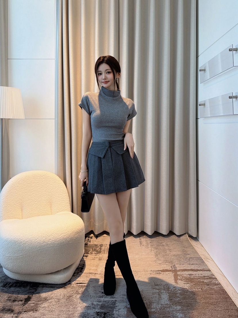 CLOTH韓國代購26秋季百褶裙褲 學院風短款百褶褶裥CLOTH裙褲