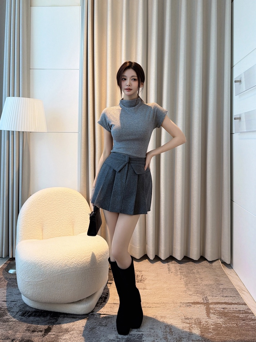 CLOTH韓國代購26秋季百褶裙褲 學院風短款百褶褶裥CLOTH裙褲