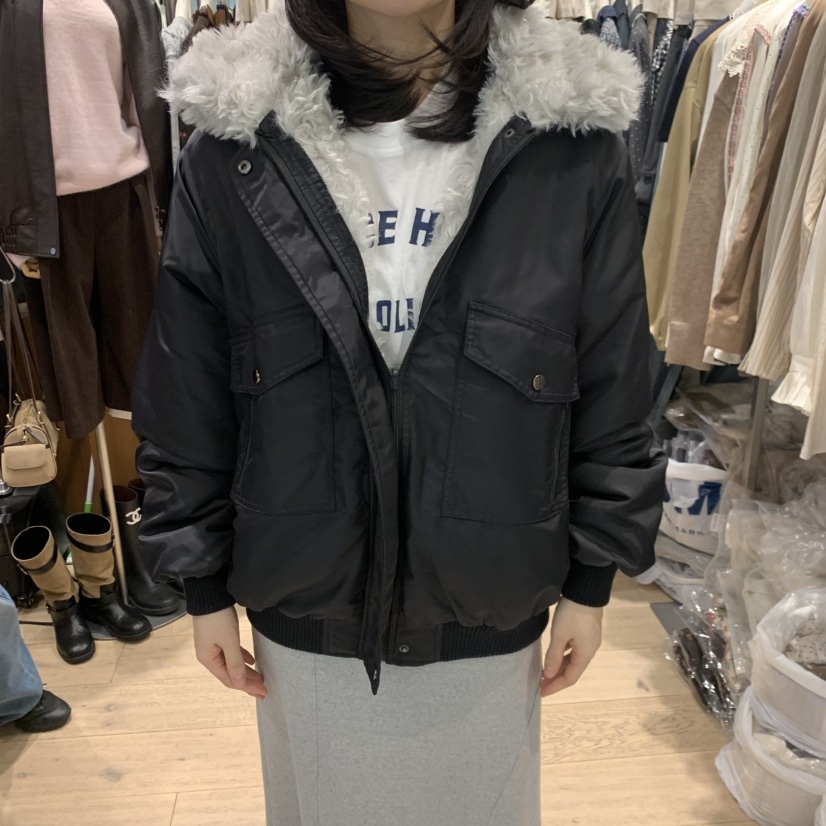 FLat OGI韓國直郵26秋冬毛領工裝兩面穿夾克毛皮毛絨翻領兩面FLat OGI夾克圖色2