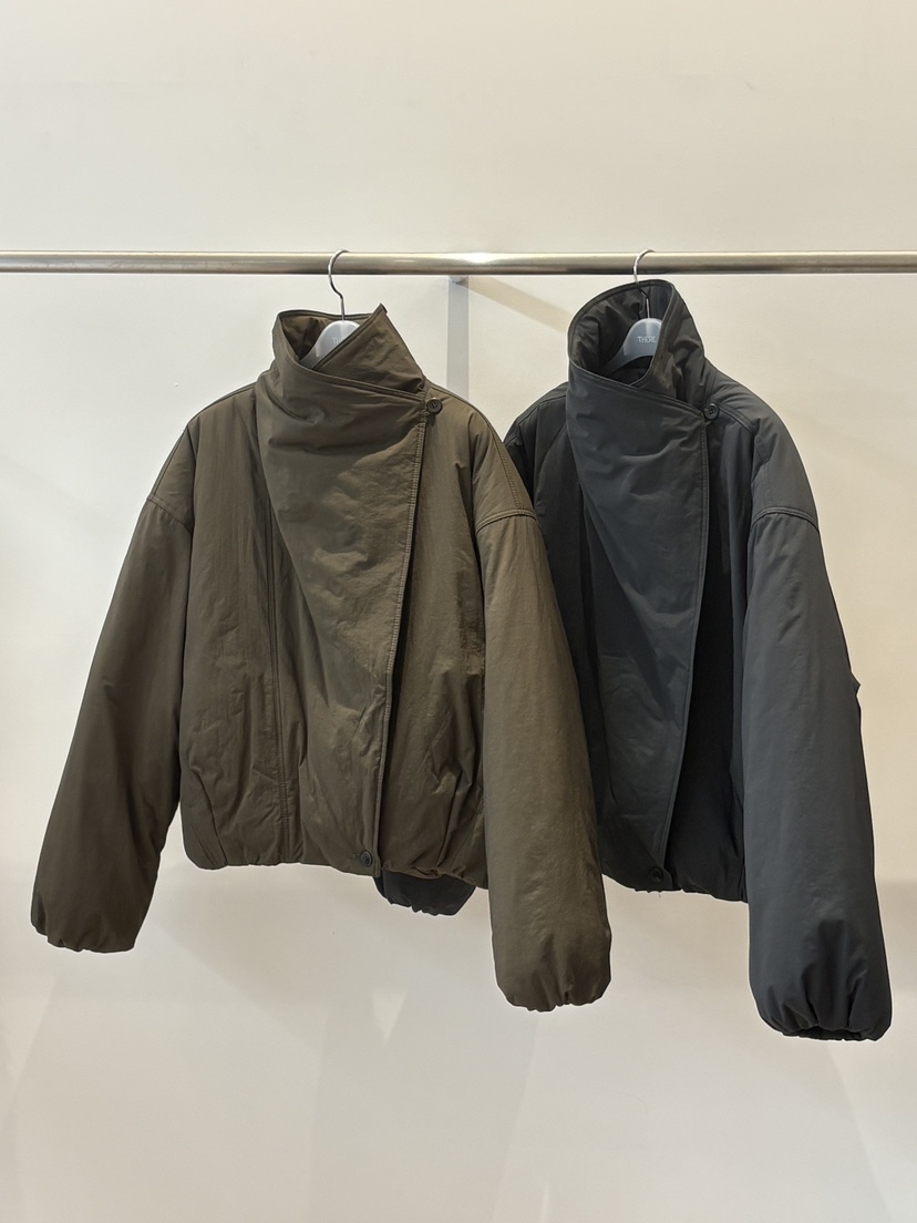 THERE東大門代購26秋季立領斜門襟短款棉服加厚立領落肩THERE短款棉服