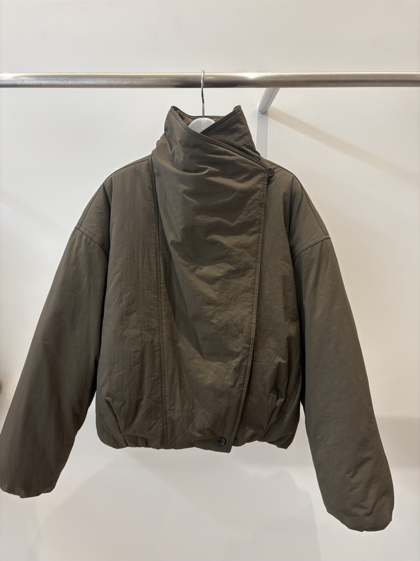THERE東大門代購26秋季立領斜門襟短款棉服加厚立領落肩THERE短款棉服圖色2