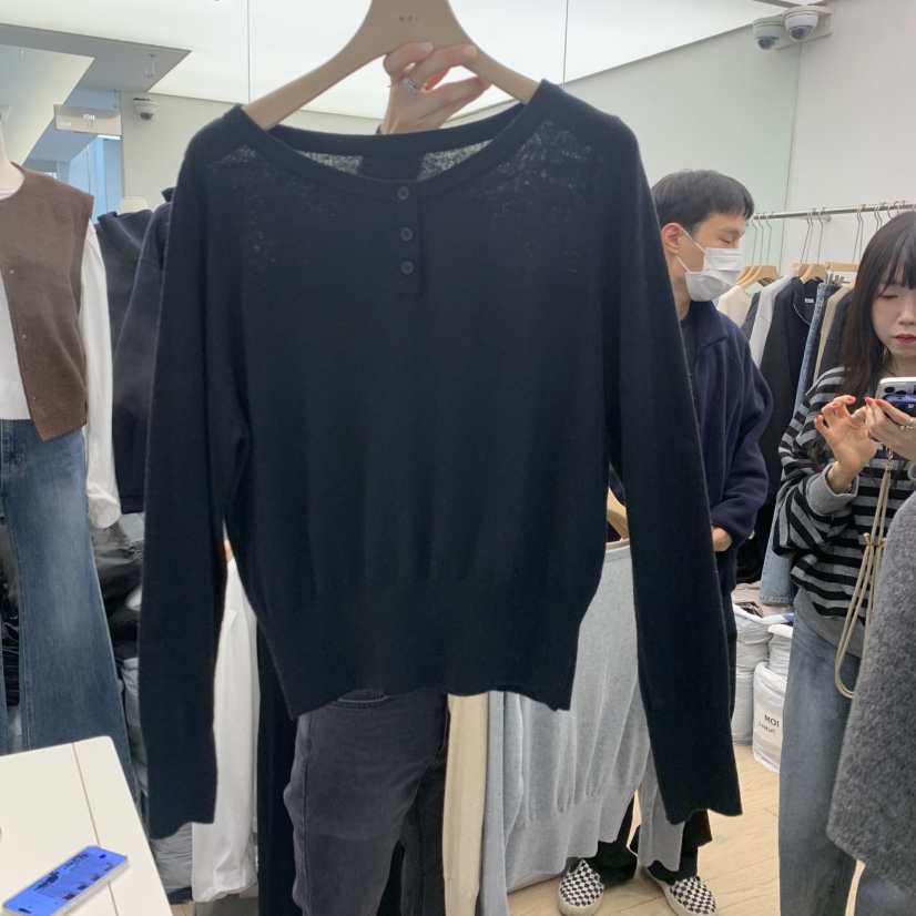 MOI-A東大門實拍26秋冬亨利領針織衫 簡約日常款圓領羅紋MOI-A針織衫圖色2